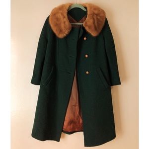1960s Vintage Swing Coat w/ Authentic Mink Collar